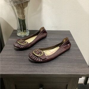 Coach Brown Leather Flats with Elegant Details